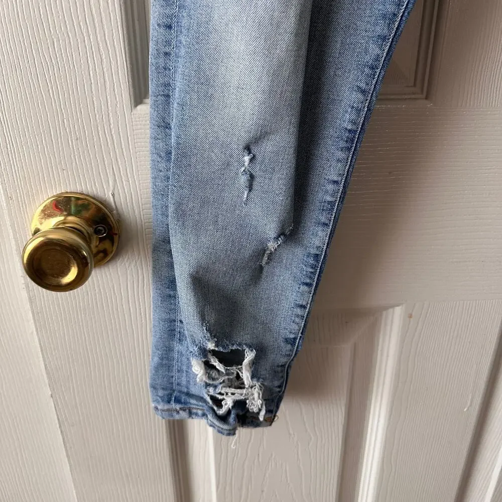 AGOLDE Sophie Crop Vertigo Mid-Rise‎ Skinny Distressed Raw Hem Jeans Size 27 - Picture 7 of 9